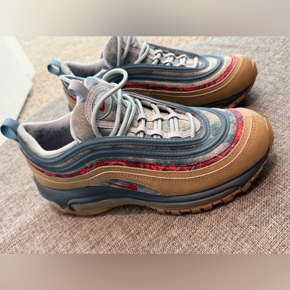 Nike Air Max 97 Red and Tan Athletic Shoes